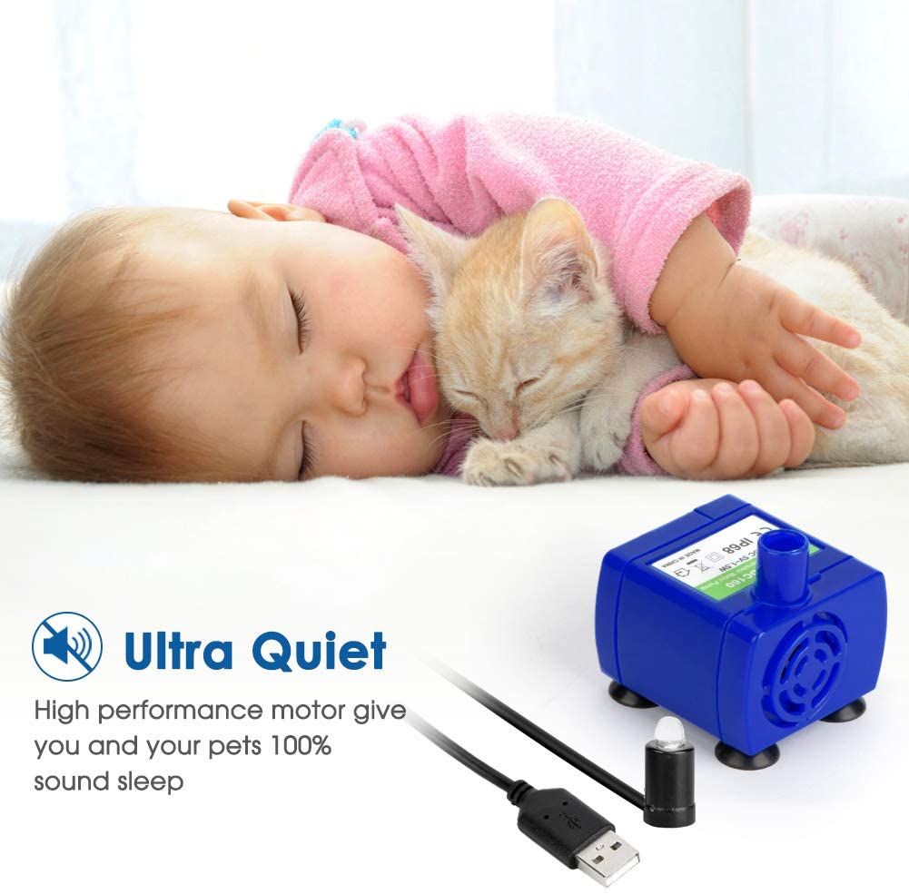  Haofy Bomba de Agua con Luz LED para Fuente de Agua para Gato, Bebedero Automático Silencio Reemplazo para Dispensador de Mascotas 