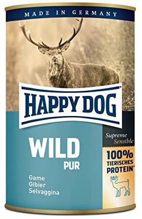  Happy Dog - Juego de Comida para Perro mojada, 400 g, Venison, Paquete de 6 