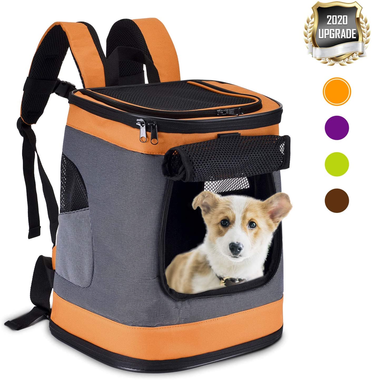  HAPPY HACHI Mochila Plegable para Perros Gatos Transporte para Perro Bolso Transportín Viaje con Correa Relleno Ajustable Camiseta Transpirable Naranja 