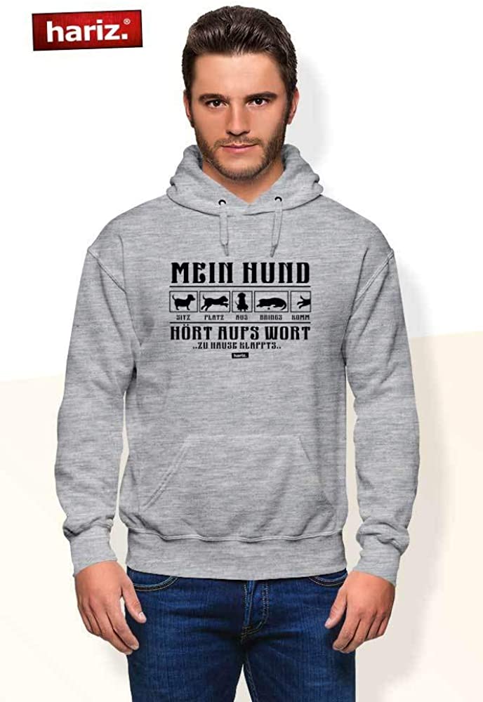  HARIZ - Sudadera con Capucha para Hombre, diseño con Texto en alemán Mein Hund Hört Aufs Wort 2 Hund Haustier Plus 