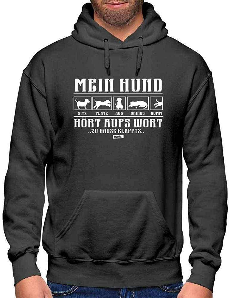  HARIZ - Sudadera con Capucha para Hombre, diseño con Texto en alemán Mein Hund Hört Aufs Wort 2 Hund Haustier Plus 