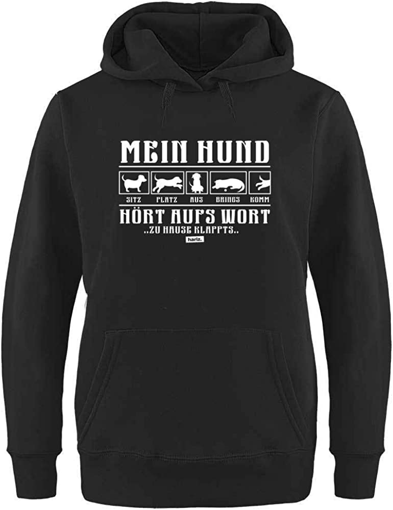  HARIZ - Sudadera con Capucha para Mujer con Texto en alemán Mein Hund Hört Aufs Wort 2 Hund Haustier Plus 