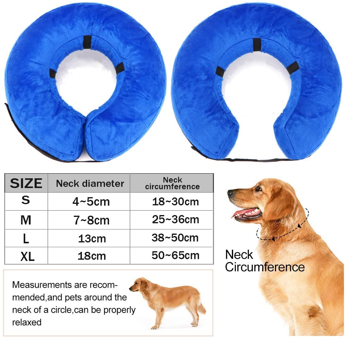  Hengu Collar Inflable de recuperación de Mascotas, Cuello Blando Ajustable para Gatos o Perros, Evita Que la Mascota Lame Tocando heridas y Promueva la recuperación (con un inflador) 