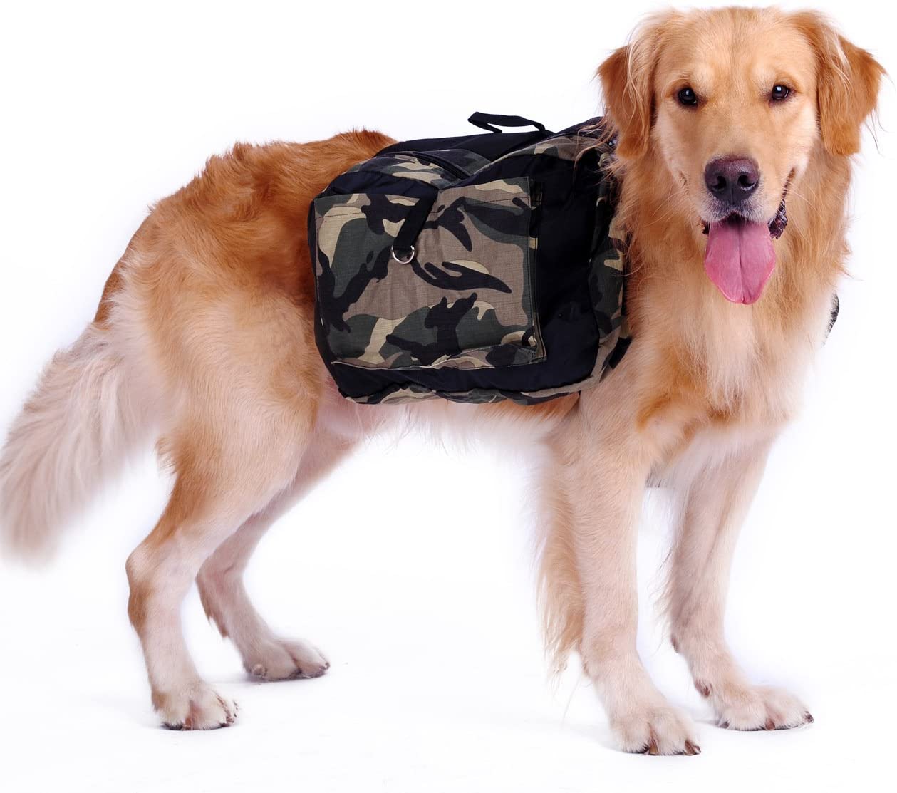  Hengu Mochila para Perro con Grandes Bolsillos, Alforja Bolsa de Hombro Ajustable para Perros Grandes Al Aire Libre Viajar Senderismo Cámping Caminar (con un Tazón de Agua Portátil) 