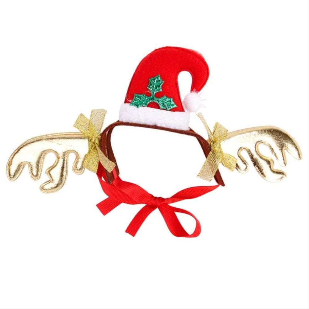  hhuanxiao Ropa para Mascotas Lindo Perro Gato Fieltro Sombrero de Ciervo Cornamenta Santa Claus Corona Diadema para Navidad Pet Suministros Decorativos Vestir Prop 