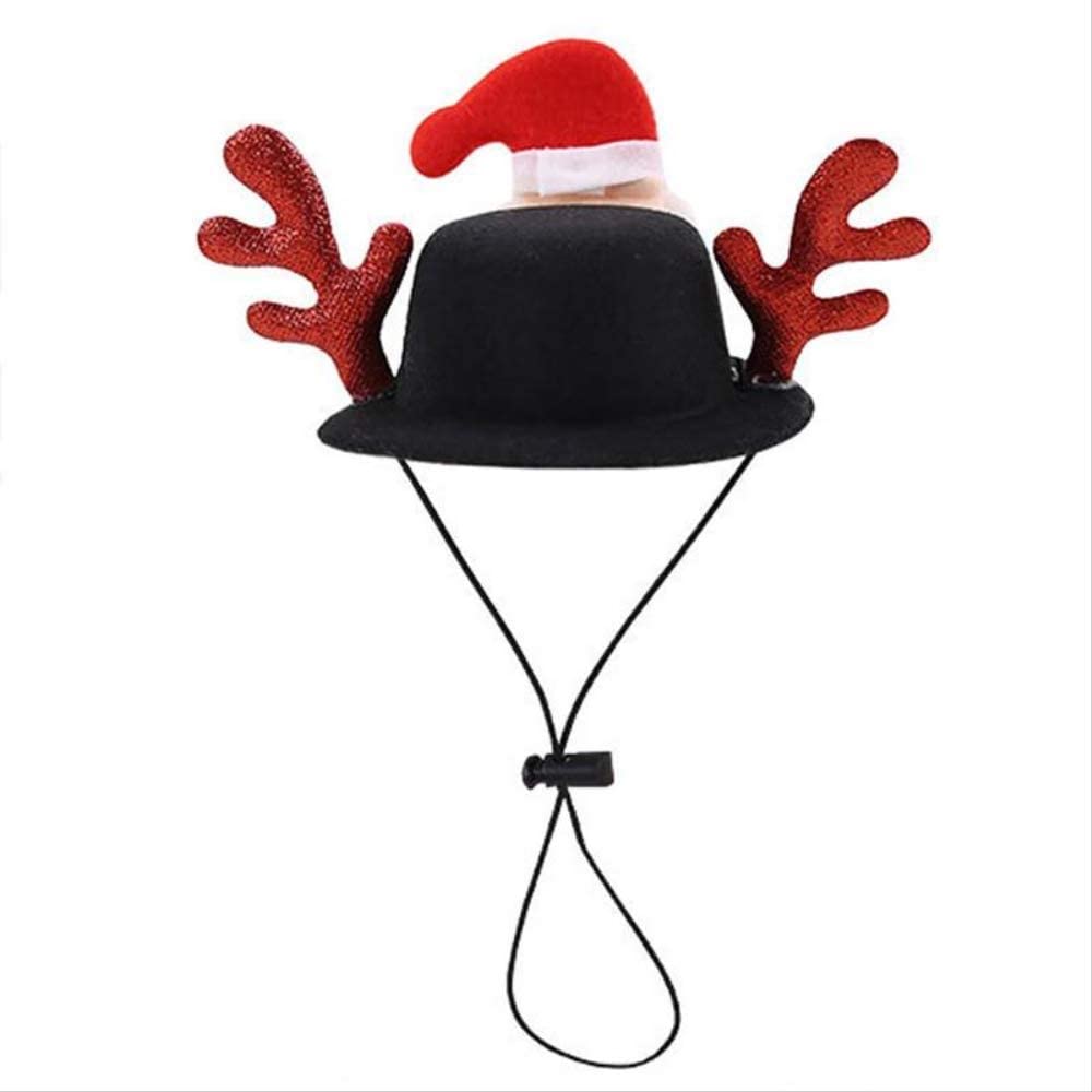  hhuanxiao Ropa para Mascotas Sombrero de Mascota de Navidad Xmas Perro Gato Diadema Cabeza de Navidad para Mascota Santa Claus elk Ciervo Cornamenta Traje Cosplay New Year decoración 