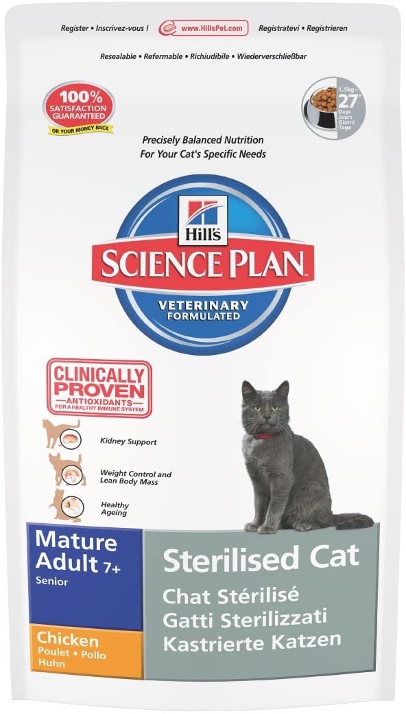  Hill's Feline Mature 7+ Sterilised Cat Chicken Comida para Gatos - 1500 gr 