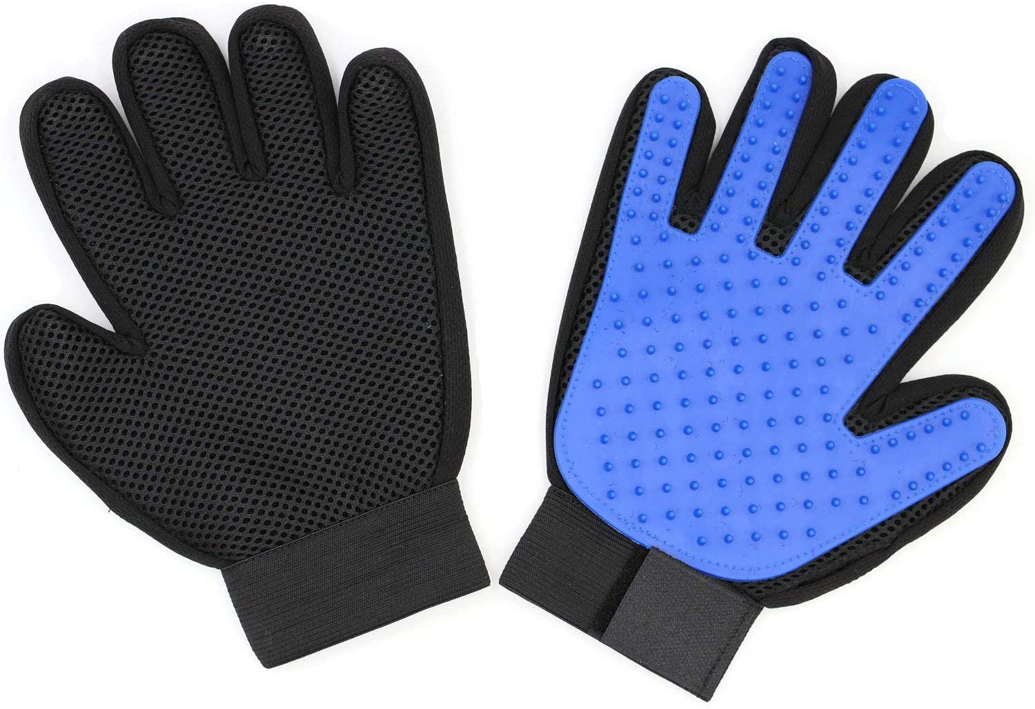  HLZDH 2PCS Guantes de 5 Dedos Manopla Masaje para Perros Mascotas Gatos, con el Material Transpirable, Retiro del Pelo y Aparato de Masaje Guantes Eficientes para la Eliminación de Pelo Suelto (Azul) 