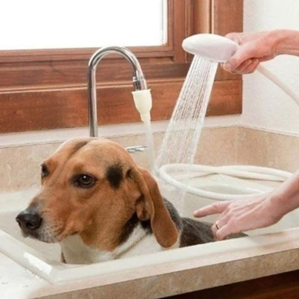  Hootiny Mascota Ducha Grifo Regadera Gato Y Perro BañO, Champú, Limpiador con Manguera PeluqueríA Pet PláStico Blanco MultifuncióN, Universal para Personas Y Mascotas 