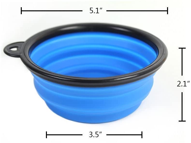  Hosaire Gato Recipiente para Perros- Comedero para Mascotas Bebedero Portátil Plegable de Viaje Cuenco Recipiente Plato Silicona para Perro Gato con Mosquetón 