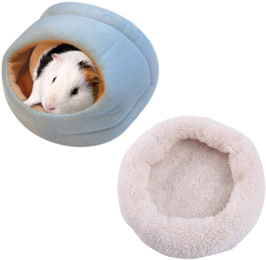  HPiano 2pcs Lavable y Cálida Igloo Cueva para Mascotas en Invierno,Cama de Peluche Suave para Mascotas con Almohadilla extraíble para hámster, Erizo, cobaya, Cerdo, Gato de bebé 