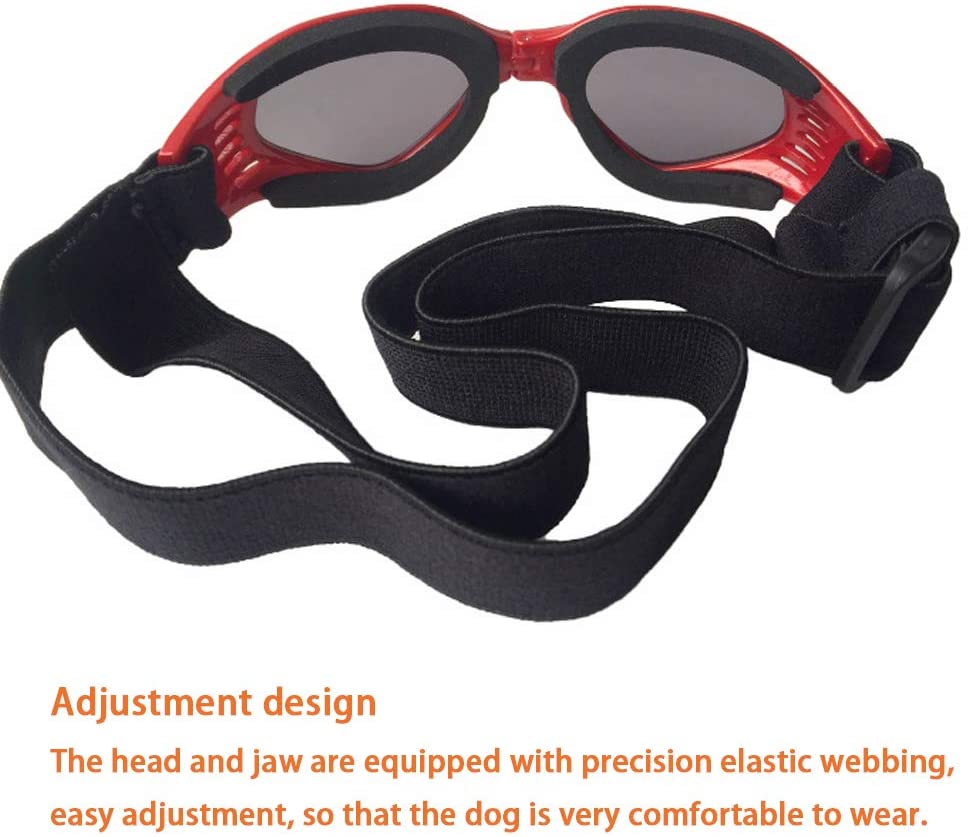  HXHH Lentes Plegable del Animal doméstico, Gato de la Manera Creativa y Perro de Viento y Nieve Accesorios Gafas, Resistente al Desgaste ya los Golpes Pequeña y Mediana Gafas de Perro,Rojo 