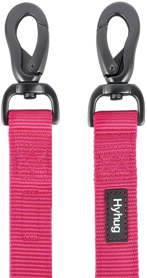  Hyhug Correa Corta de Nylon Resistente de 45,7 cm de Largo con asa Acolchada cómoda y Clip Resistente para Perros Grandes, medianos, para niños y niñas. (Rosa roja) 