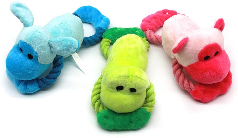  Hzb821zhup Mascotas Masticar Juguetes de dentición Interactivo lanzar Cuerda de algodón Rana Mono Oveja Forma Peluche Muñeca Squeaky Sonido Jugando Masticar Juguete 