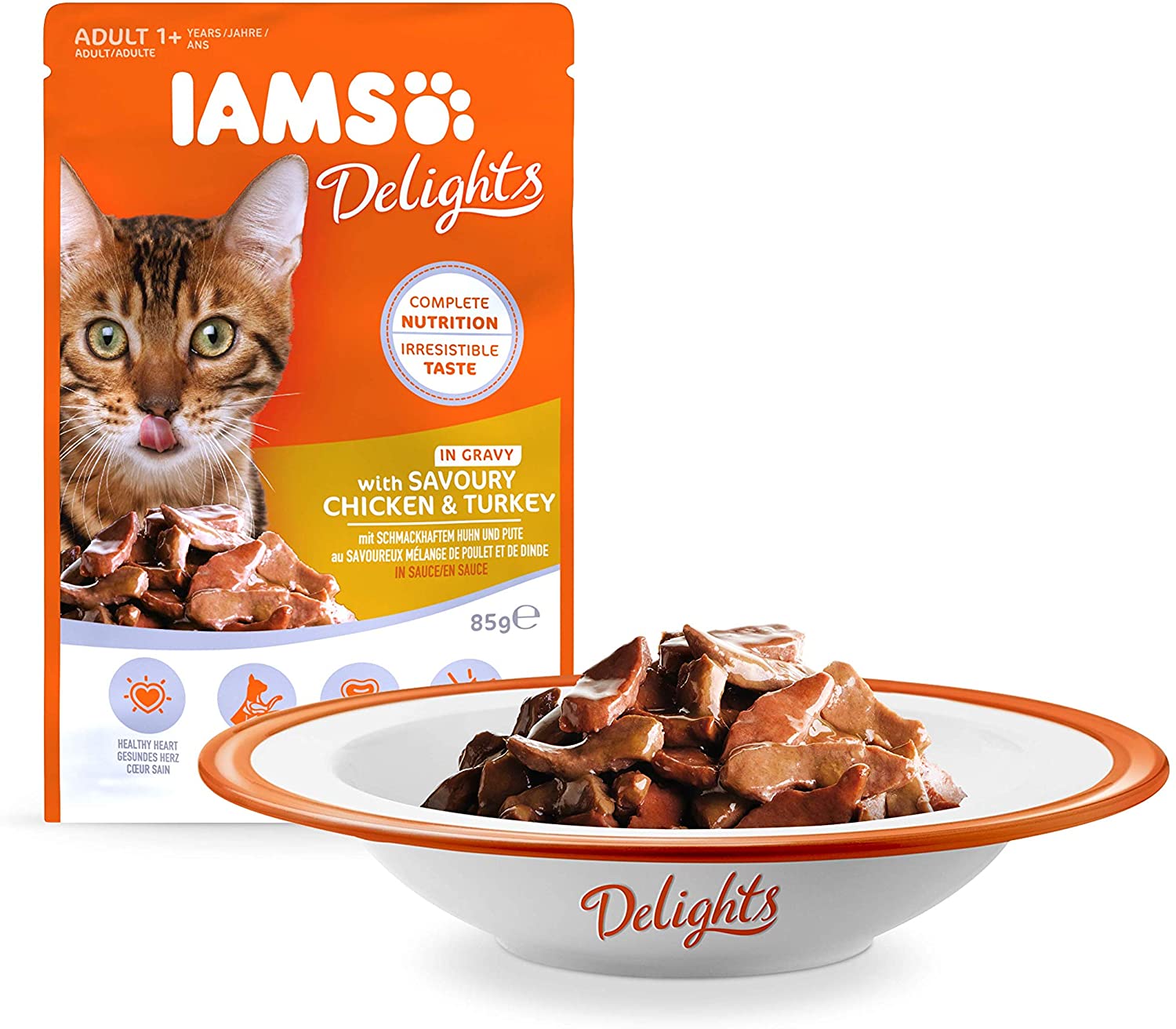  IAMS Delights Gato Adulto Colección Tierra y Mar en Salsa [1,02 kg] 