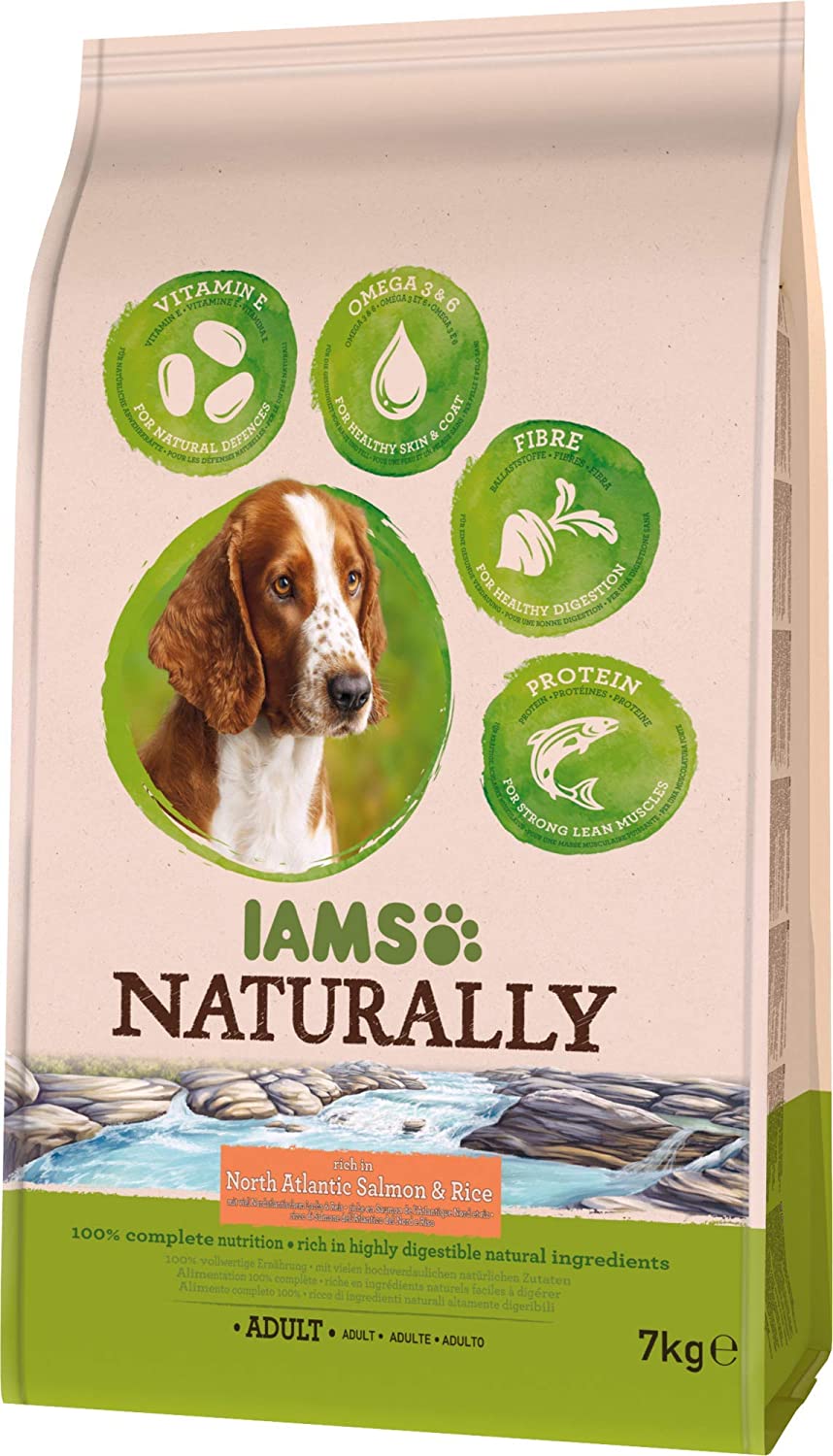  IAMS Naturally Perro adulto Rico en Salmón del Atlántico Norte y Arroz [7 Kg] 