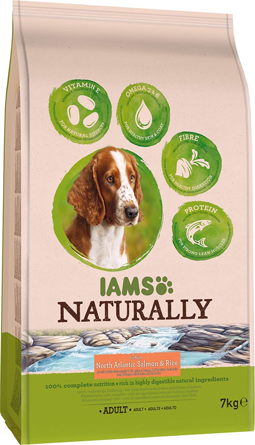  IAMS Naturally Perro adulto Rico en Salmón del Atlántico Norte y Arroz [7 Kg] 