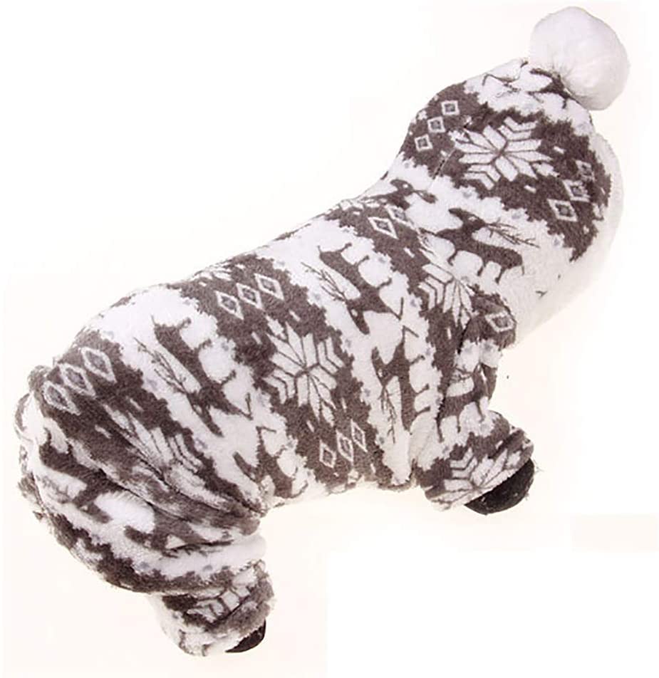  ICECON Ropa para Perros Gato - Modelo del Otoño Invierno del Copo De Nieve Suave De Coral Polar Terciopelo Ciervos De Navidad Perrito del Vestido De Cuatro Patas Escudo,M 