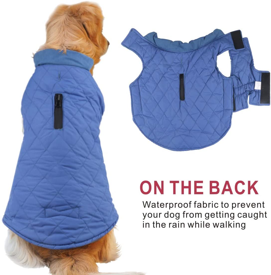  Idepet Chaqueta impermeable para perros Chaqueta cálida de invierno Chaleco, traje de nieve a prueba de viento Ropa para perros Chaleco para mascotas Ropa para perros con orificio para arnés 