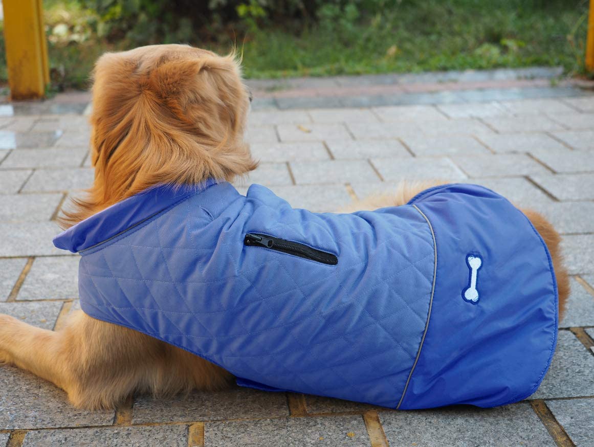  Idepet Chaqueta impermeable para perros Chaqueta cálida de invierno Chaleco, traje de nieve a prueba de viento Ropa para perros Chaleco para mascotas Ropa para perros con orificio para arnés 