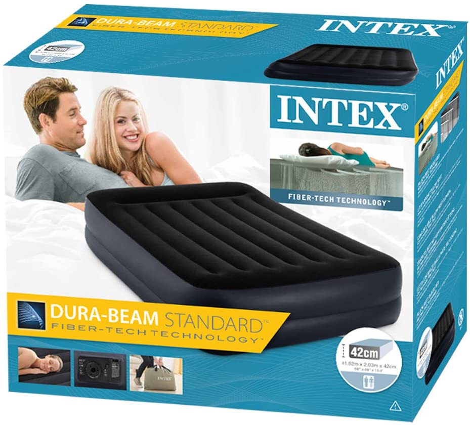  Intex 64124 - Colchón hinchable Dura-Beam Standard Pillow Rest 152 x 203 x 42 cm 