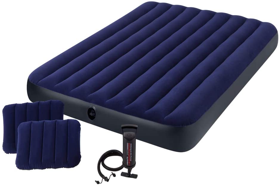  Intex 68765 - Colchón hinchable con 2 almohadas y bomba 152 x 203 x 22 cm 