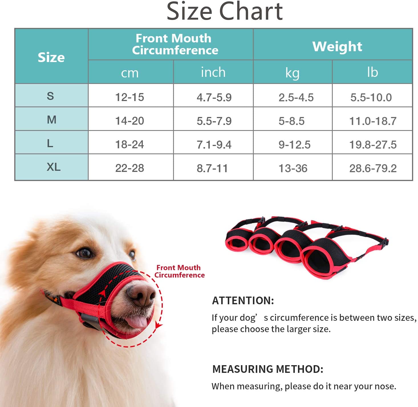  IREENUO Bozales para Perros con Lazo Ajustable Tela Suave de Malla Transpirable Prevenir para Morder, Ladrar y Comer (XL, Red) 