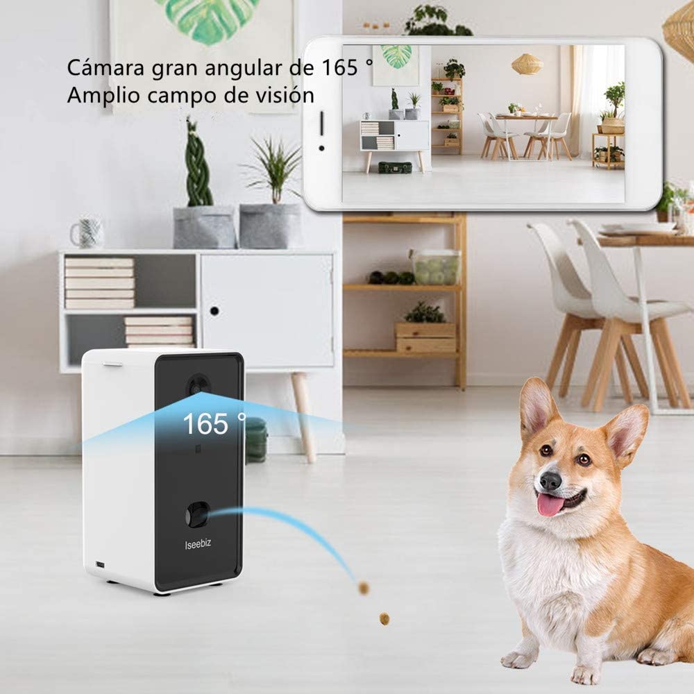  Iseebiz Cámara Perros Interactiva,Camara Mascotas Interactiva con WiFi/Altavoz 