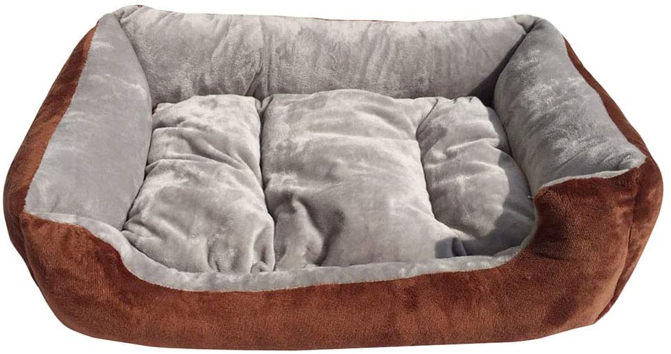  JEELINBORE Lavable Suave Cama para Perro Cómodo Casa Cesta Rectangular para Mascotas (Gris, M: 60 * 45cm) 