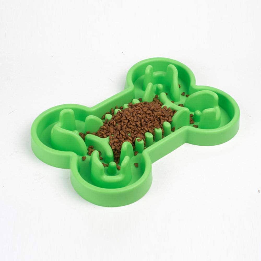  JFHGNJ Cuenco para Mascotas Cuencos de alimentación lentos convexos con Forma de Hueso de Silicona Anti-cuña para Perros Gatos TB Venta-Verde_L 