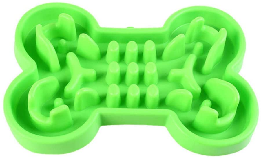  JFHGNJ Cuenco para Mascotas Cuencos de alimentación lentos convexos con Forma de Hueso de Silicona Anti-cuña para Perros Gatos TB Venta-Verde_L 