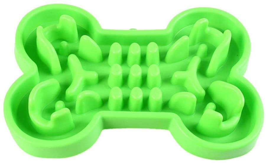  JFHGNJ Cuenco para Mascotas Cuencos de alimentación lentos convexos con Forma de Hueso de Silicona Anti-cuña para Perros Gatos TB Venta-Verde_L 