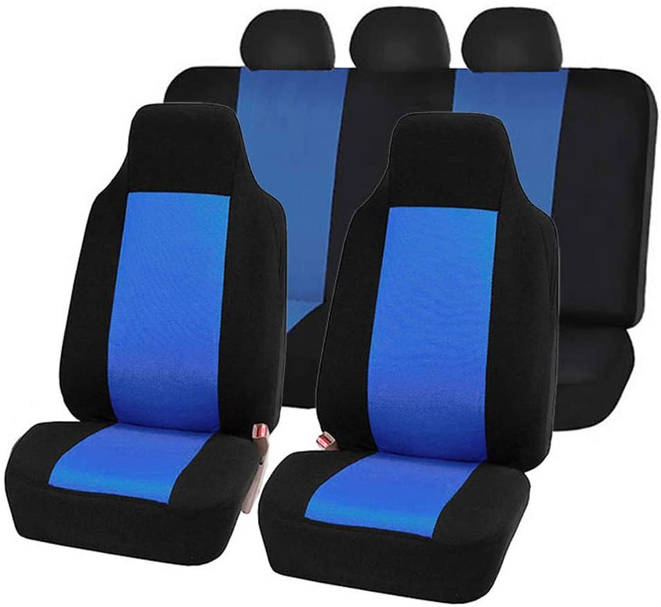  Juego de Fundas para Asientos de Coche Universal, Cubiertas de Asiento de Auto de Poliéster, Protector Impermeable para Asientos de Automóvil,Azul Negro,2 * Asiento Delantero + 3 * asiento trasero 