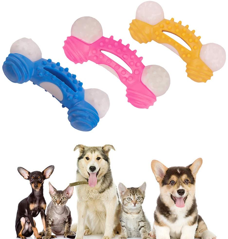  Juguetes indestructibles para Perros y Gatos de LEEDY para aburrimiento, Resistente a los Huesos de los Perros, para morder, morder, Comida, morder, morder Huesos y morder los Dientes 