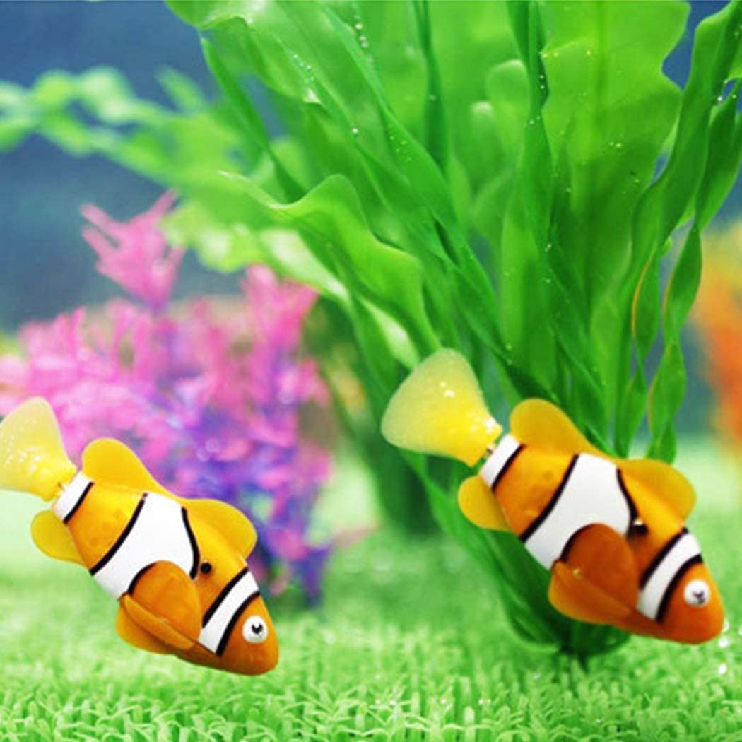  JUSTDOLIFE 4PCS Gato de Juguete LED para Agua, Juguete para Peces, con Hierba acuática y Destornillador 