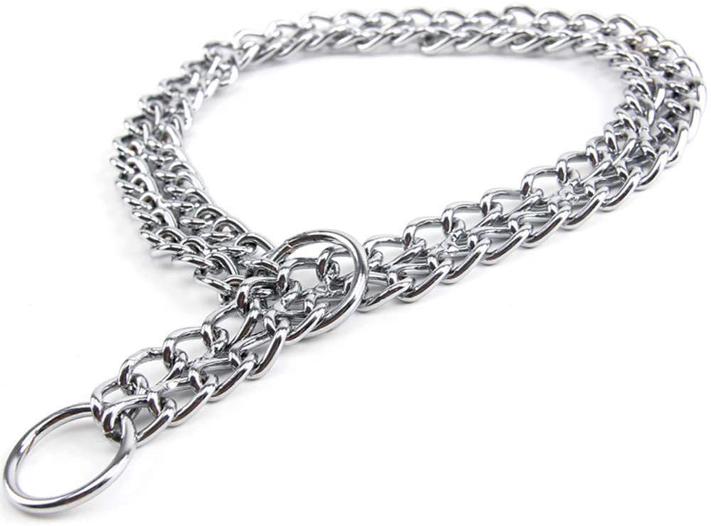  JYHY - Collar para Perro, Cadena en Forma de P y Cadena de Metal de Hierro y Doble Fila, para Entrenar a los Perros pequeños, medianos y Grandes 