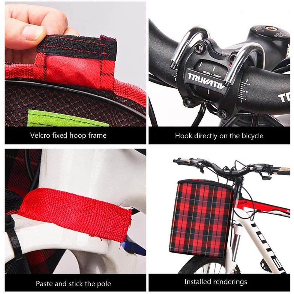  KNFBOK Bolsa Manillar Cesta Bici Cesta de Bicicletas de Carretera,D24x30cm,Almacenamiento a Prueba de Agua,Adecuado para Scooters eléctricos,Bicicletas Plegables para Adultos 