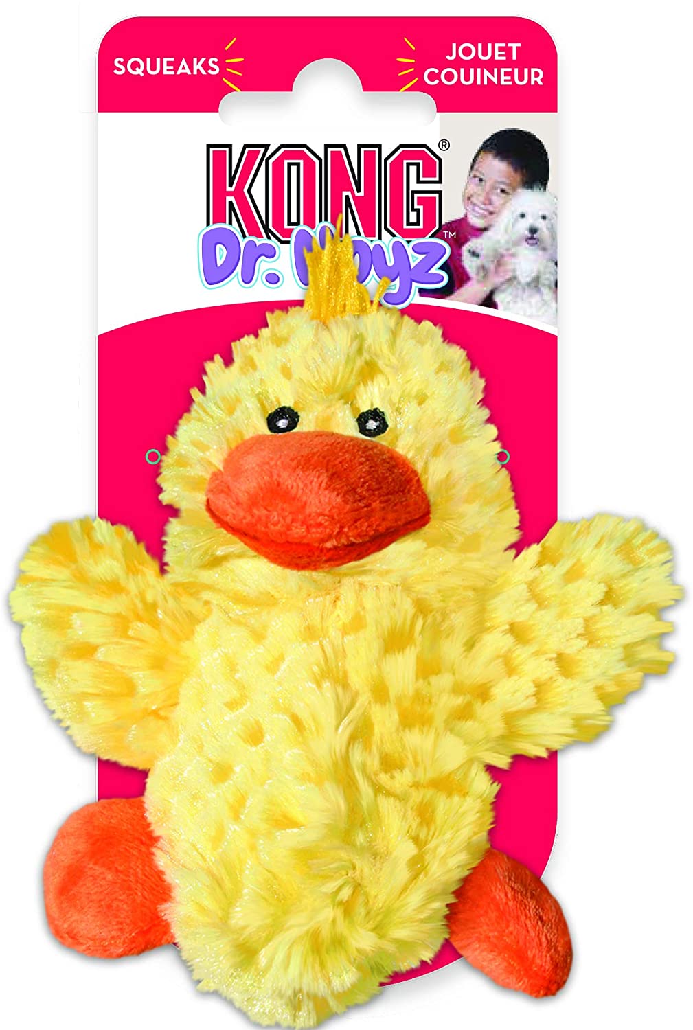  KONG - Pato sonoro de peluche - Incluye silbato de recambio - Raza pequeña 