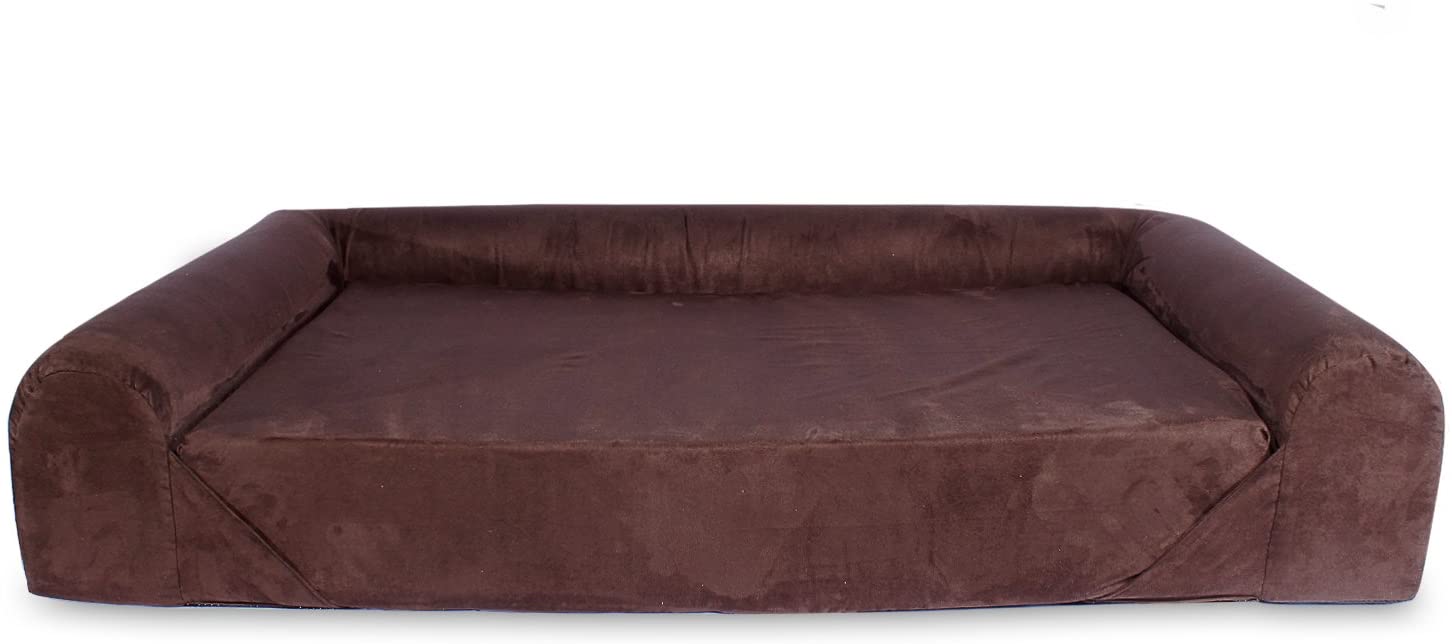  Kopers Sofa Cama Lounge para Perros y Gatos Mascotas de Tamaño Pequeño a Mediano con Memoria Viscoelástica Ortopédica, 73 x 60 x 14 cm, S - M, marrón 