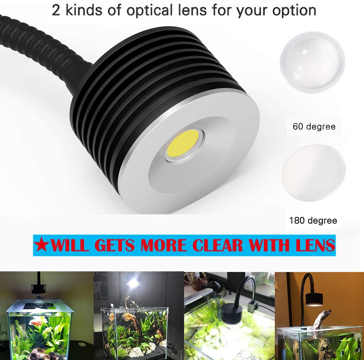  Lámpara de Luz LED para Acuario Asta 20, Iluminacion LED para Acuarios Plantados Lampara LED para Peceras 30~50cm(Enchufe de la UE) 