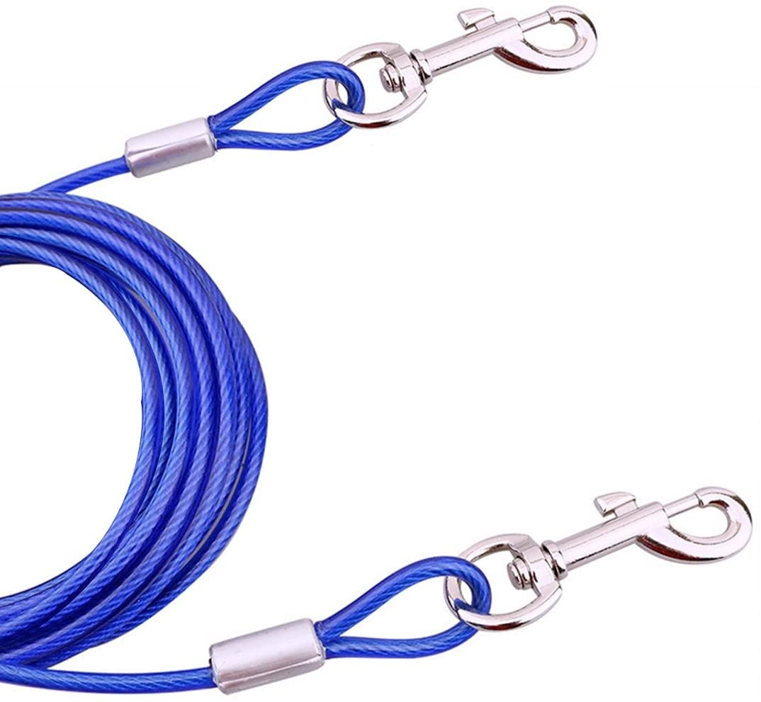  Lanbinxiang@ Encantador Bastante hermoso Moda Cómodo doble extremo Cable de acero Cuerda Mascota Perros 2 en 1 Cuerda de tracción Mascotas que caminan con mango, Longitud: 5 m, Entrega aleatoria de co 