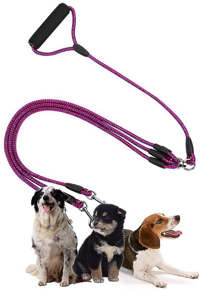  Lanbinxiang@ Precioso Bastante Bonito Moda ComfortablePet Perro Nylon 3 en 1 Cuerda de tracción Mascotas Que Caminan con Mango, Longitud: 124 cm Dispositivo (Color : Azul) 