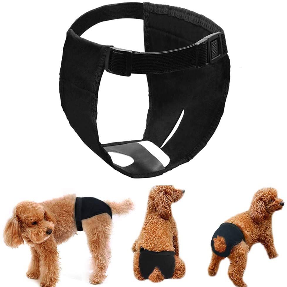  LeerKing Fisiológicas Pantalones para Perros Higiénicas menstruales Pañales Bragas para Mascotas Sanitarios Lavable Reutilizables 3 Pack, Negro XL 