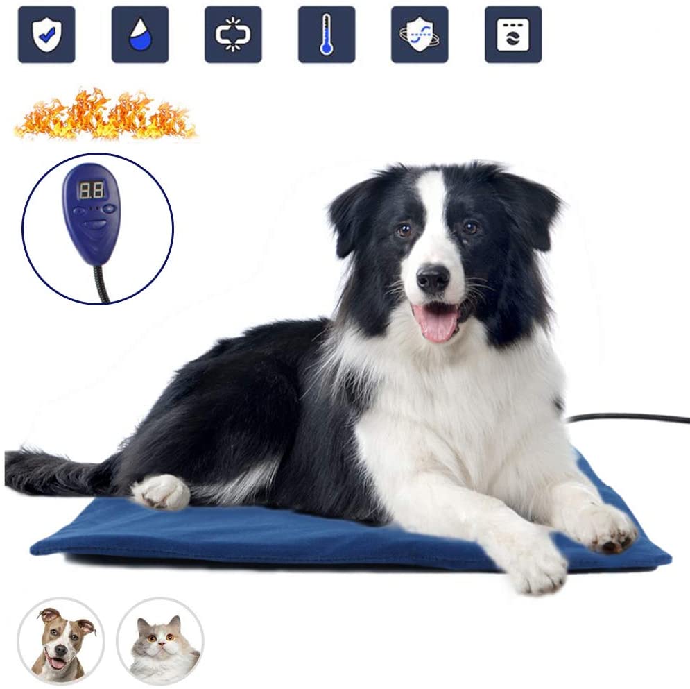  LFZP Almohadilla térmica para Mascotas 50x50 cm Colchonetas para Perros Cama para Gatos Almohadilla térmica Temperaturas Ajustables Seguro Eléctrico Calentado Perros pequeños y medianos,JP 