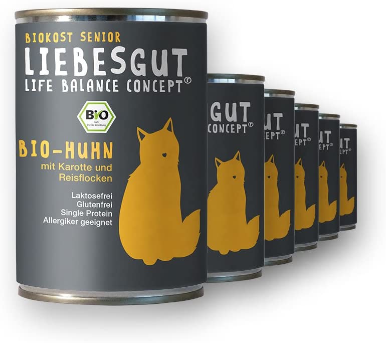  Liebesgut Amor Gato Biokost Senior – Pollo Bio con Zanahoria y Copos de arroz 