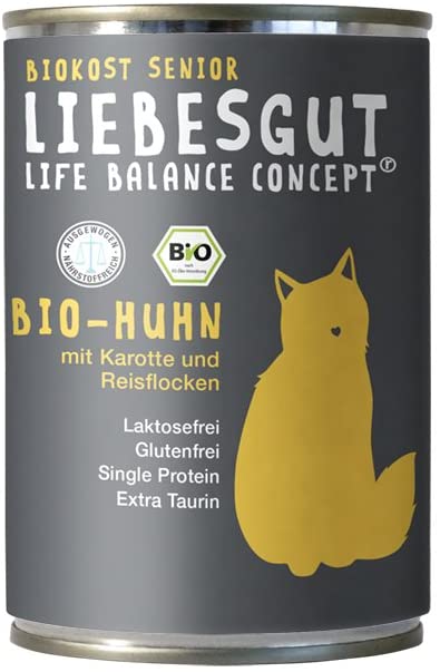  Liebesgut Amor Gato Biokost Senior – Pollo Bio con Zanahoria y Copos de arroz 