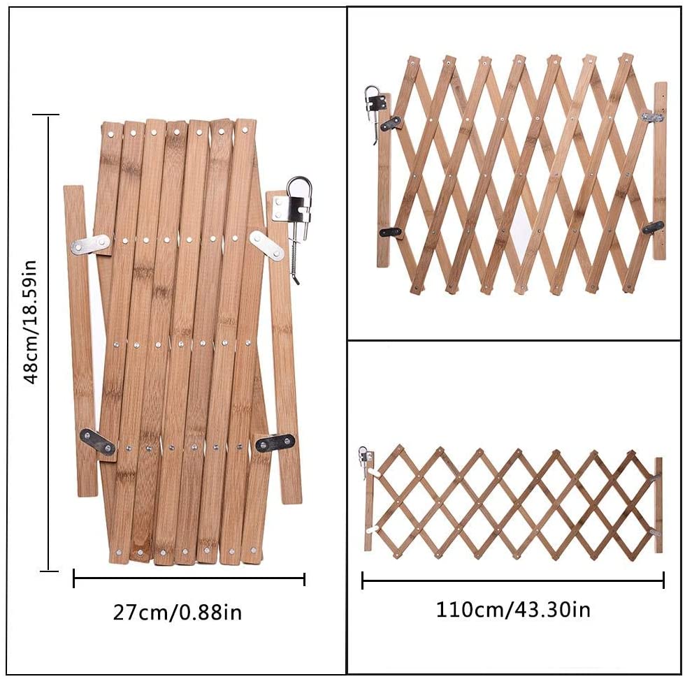  LIJUMN Puerta de Barrera de Madera expandible, Puerta retráctil para Gatos, Puerta para Perros, Puerta corredera, Pantalla retráctil, Puerta corredera para Perros, Patio casero, jardín, césped 