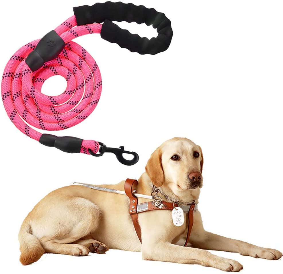  Litthing Correas para Perros Nylon con Mango Acolchado Ajustable Negro Sólido Reflectante 150 cm para Perros Grandes o Medianos Adecuado para Correr Senderismo Correr (Rosa) 