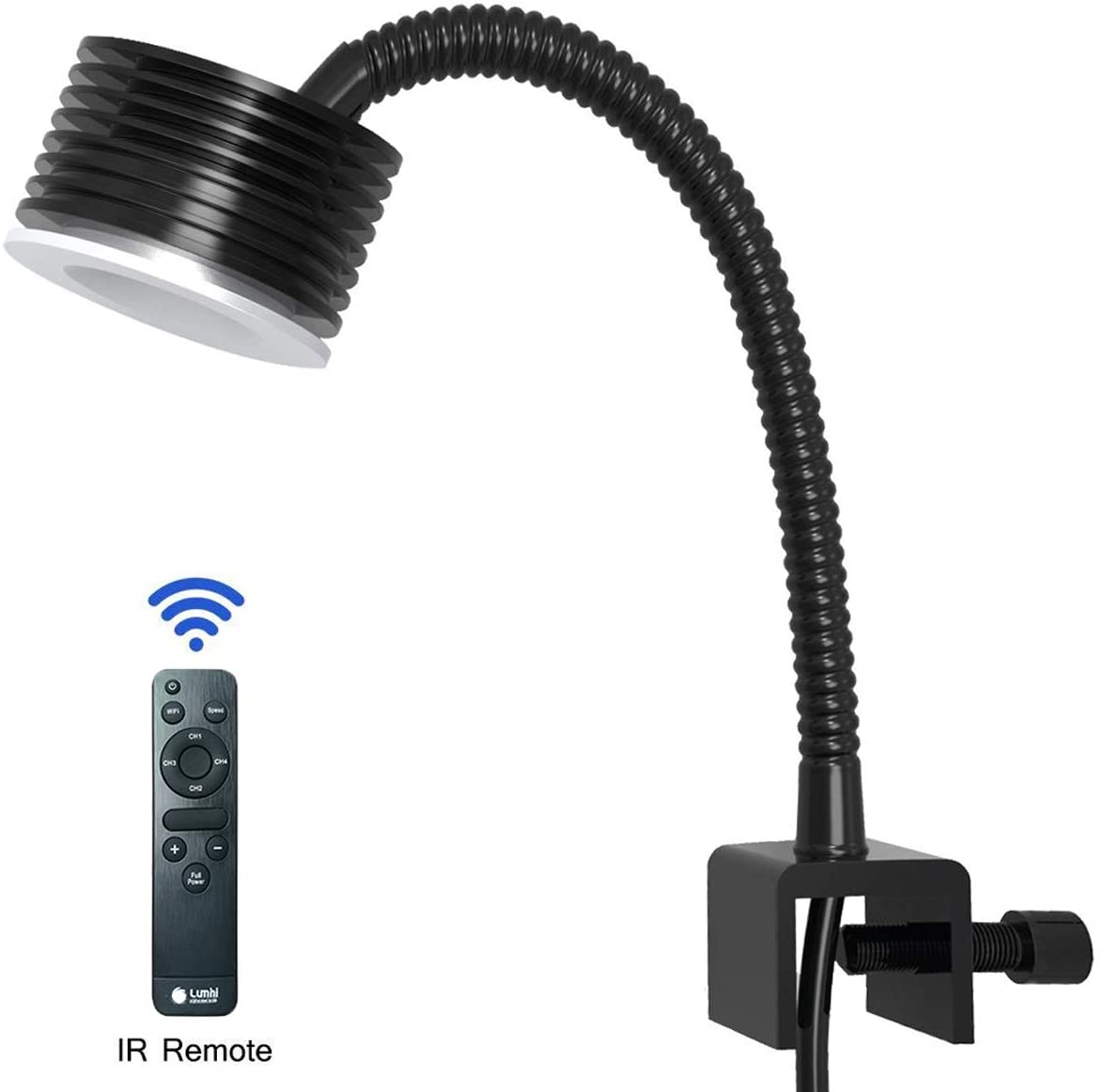  Lominie Leite Luz LED Acuario Asta 20, Iluminacion LED para Acuarios Marino Lampara LED para Peceras 30~45cm con Control Remoto(Enchufe de la UE) 