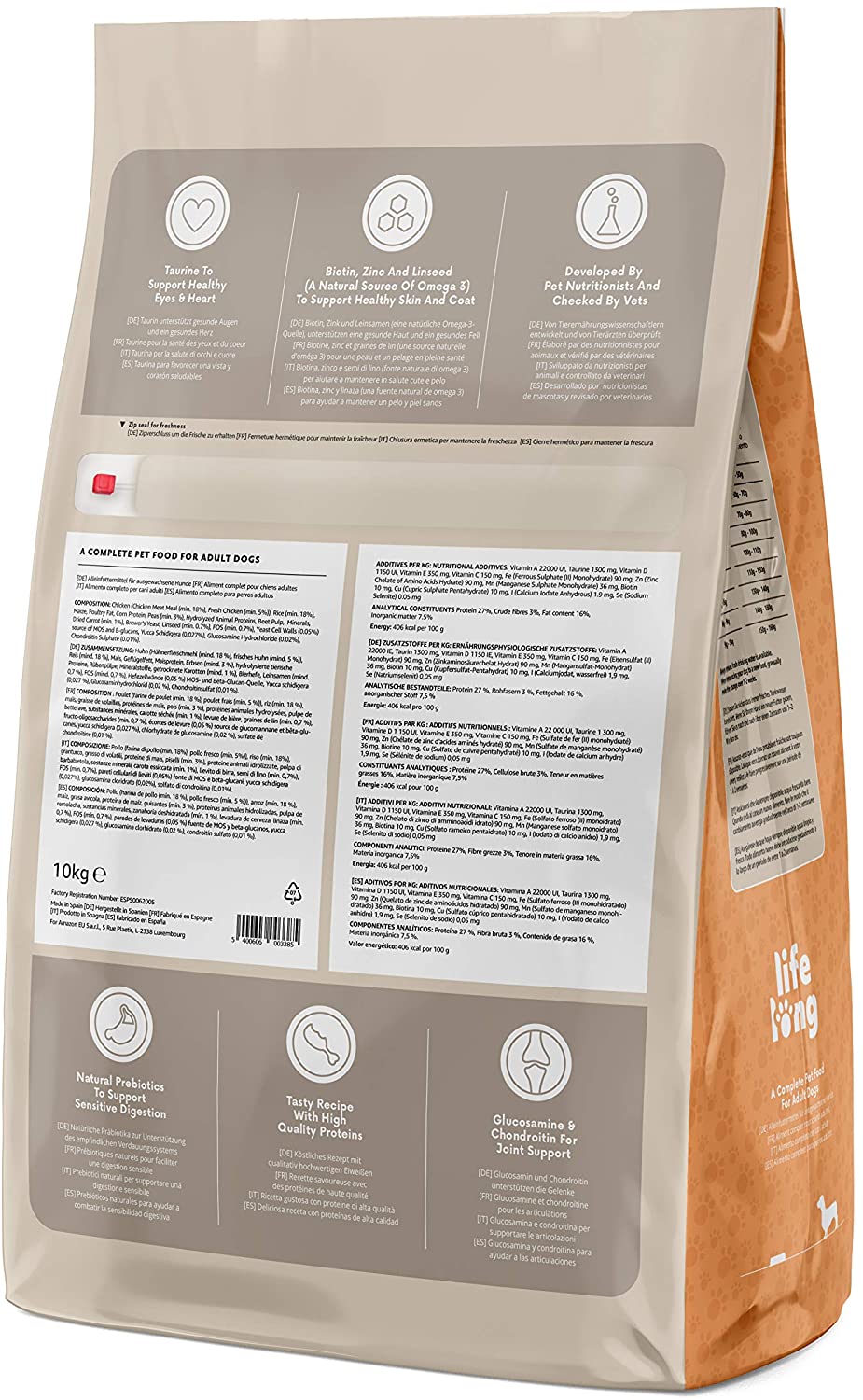  Marca Amazon - Lifelong Complete- Alimento seco completo para perros (razas pequeñas) rico en pollo y arroz, 1 x 10 kg 